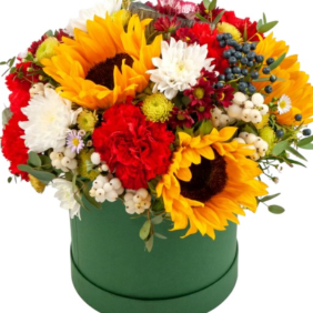  Belek Florist Sonnenblumen-Arrangement in grüner Box